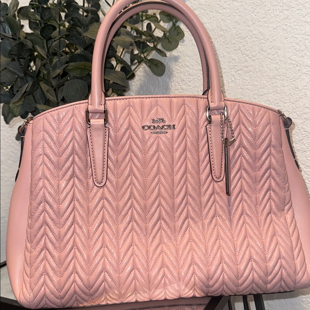 Coach Light Pink Quilted Satchel
